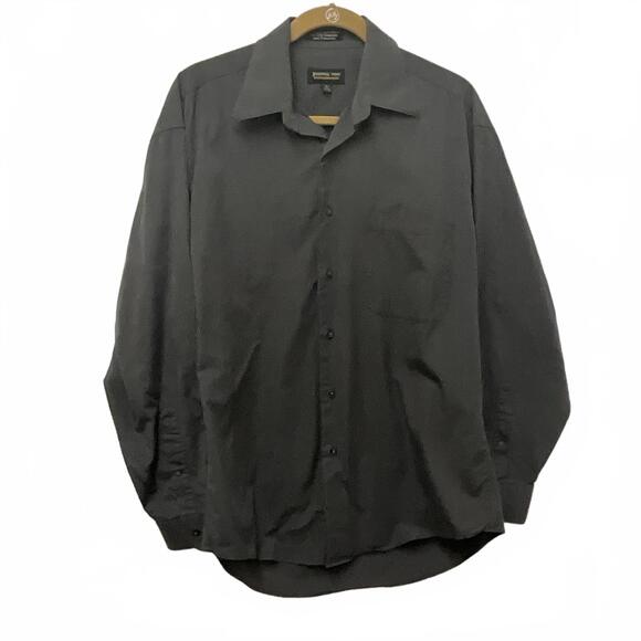 Joseph and Feiss Mens 15 32/33 Dark Grey Long Sleeve Button Down Shirt 60s 2 Ply - Picture 1 of 7